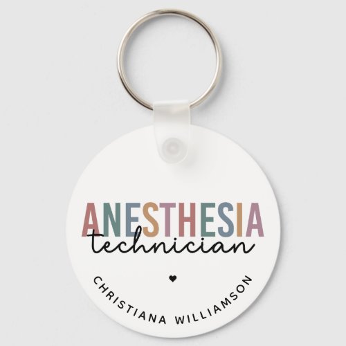 Custom Anesthesia Technician Retro Anesthetic Tech Keychain