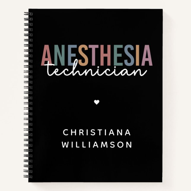 Custom Anesthesia Technician Retro Anesthetic Tech Notebook (Front)