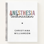 Custom Anesthesia Technician Retro Anesthetic Tech Notebook