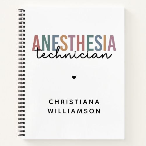 Custom Anesthesia Technician Retro Anesthetic Tech Notebook