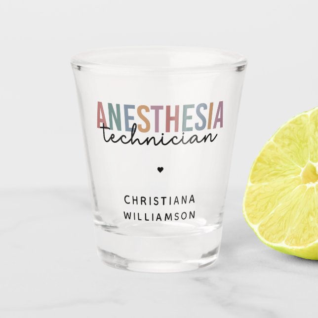 Custom Anesthesia Technician Retro Anesthetic Tech Shot Glass (Front)