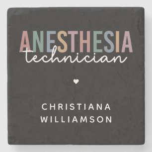 Custom Anesthesia Technician Retro Anesthetic Tech Stone Coaster