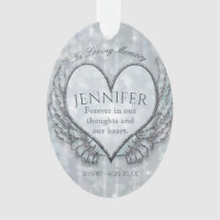 Custom Angel Heart and Wings Memorial Ornament