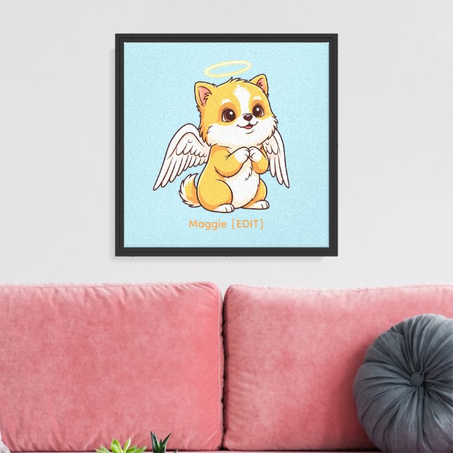 Custom Angel Puppy Dog Stretched Canvas Print (Insitu(LivingRoom))