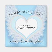 Custom Angel Wings and Heart  Memorial Magnet