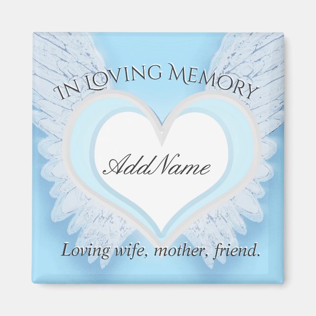 Custom Angel Wings and Heart  Memorial Magnet (Front)