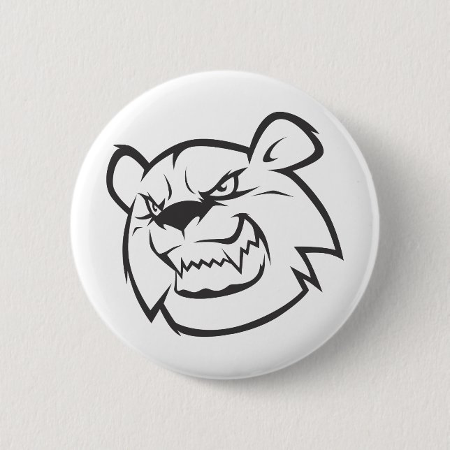 Custom Angry Bear Outline Logo Button (Front)