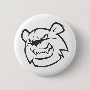 Custom Angry Bear Outline Logo Button