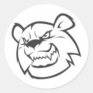 Custom Angry Bear Outline Logo Classic Round Sticker