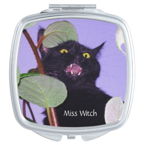Custom Angry Halloween black cat Mirror For Makeup