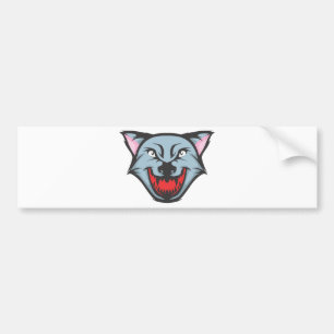 Custom Angry Wolf Cartoon Bumper Sticker