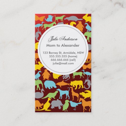 Custom animal mommy card business card template