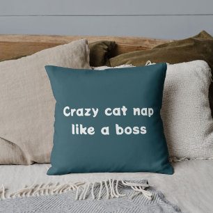 Custom Animal Pet Cat Lover Funny Quote Cute Teal Throw Pillow