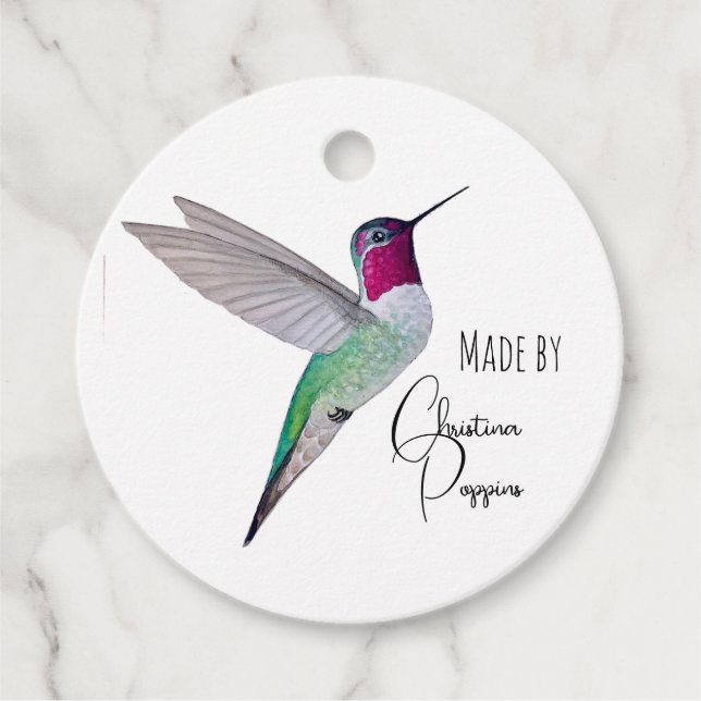 Custom Anna's Hummingbird Favor Tags (Front)