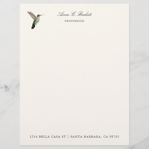 Custom Anna's Hummingbird  Letterhead