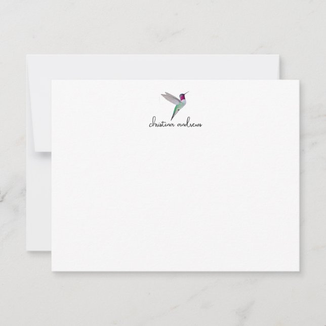 Custom Anna's Hummingbird  Note Card (Front)