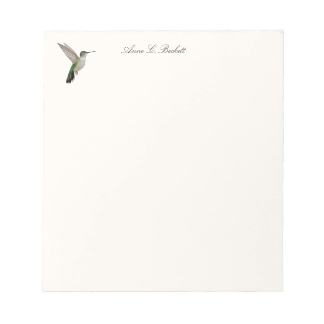 Custom Anna's Hummingbird Notepad (Front)