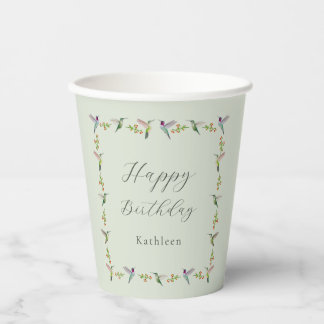 Custom Anna's Hummingbirds Birthday Paper Cups