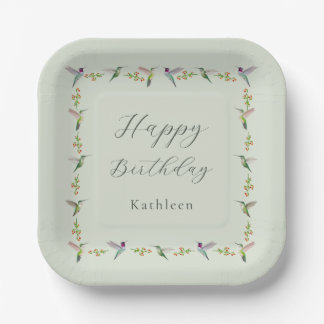 Custom Anna's Hummingbirds Birthday Paper Plates