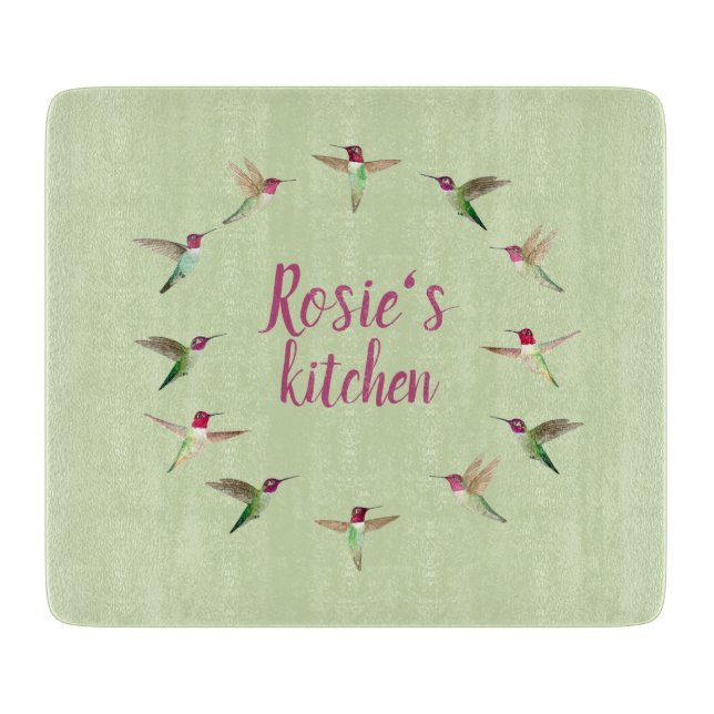 Custom Anna's Hummingbirds  Cutting Board (Front)