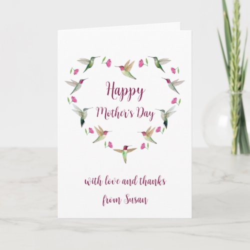 Custom Annas Hummingbirds Heart Mothers Day Card