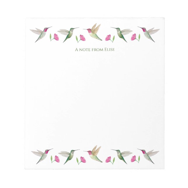 Custom Anna's Hummingbirds Notepad (Front)