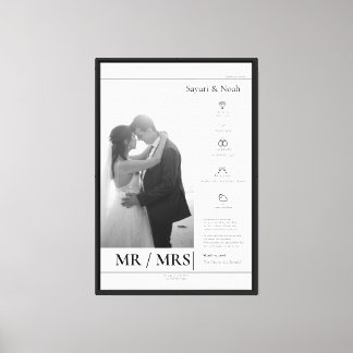 Custom Anniversaries Family Wedding Black white Canvas Print