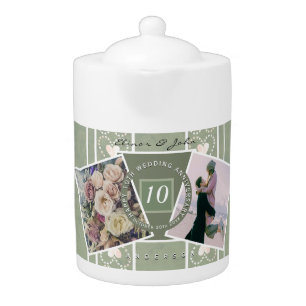Custom Anniversary 2 Photos+Templates Teapot