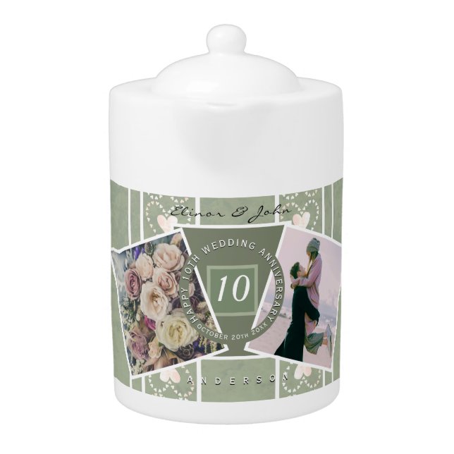 Custom Anniversary 2 Photos+Templates  Teapot (Front)