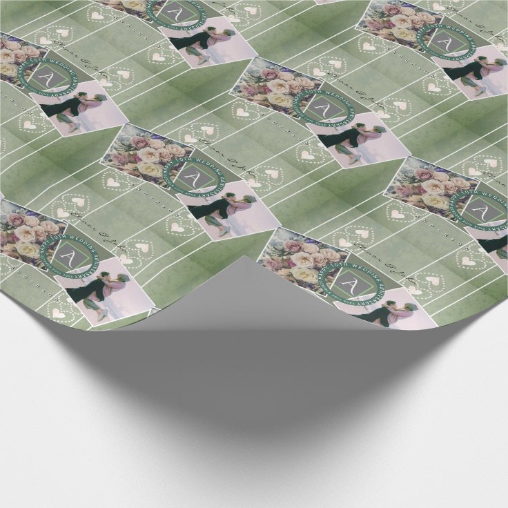Custom Anniversary 2 Photos+Templates Wrapping Paper | Zazzle