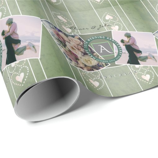 Custom Anniversary 2 Photos+Templates Wrapping Paper | Zazzle
