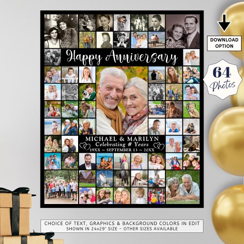 Custom Anniversary 64 Photo Collage Personalized