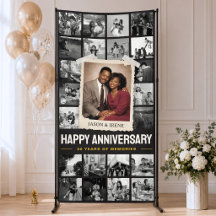 Custom Anniversary Banner, Retro Photo Collage 4x8