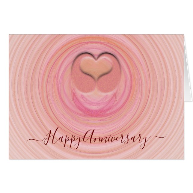 Custom Anniversary Blush Pink Abstract 3D Heart Cards (Front Horizontal)