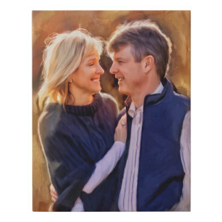 Custom anniversary couple portrait from photo faux canvas print
