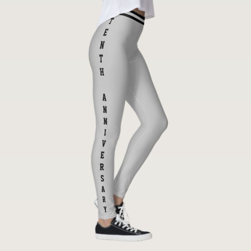 Custom Anniversary Day Silver Black Name Monogram Leggings