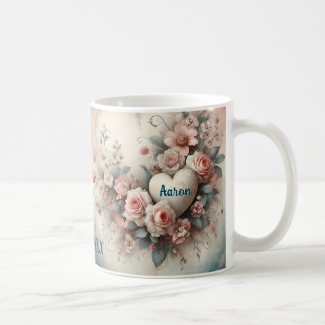 Custom Anniversary Floral Wreath  Coffee Mug (Right)
