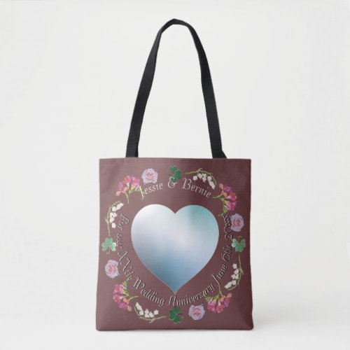 Custom Anniversary Heart Photo Fresia Tote Bag