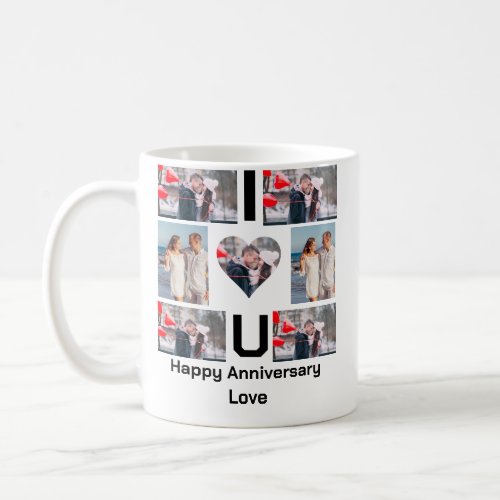 Custom Anniversary I Love you 7 Photo collage  Coffee Mug