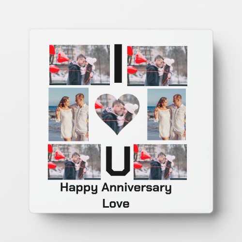 Custom Anniversary I Love you 7 Photo collage Plaque