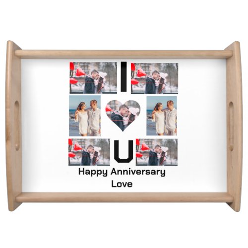 Custom Anniversary I Love you 7 Photo collage Serving Tray
