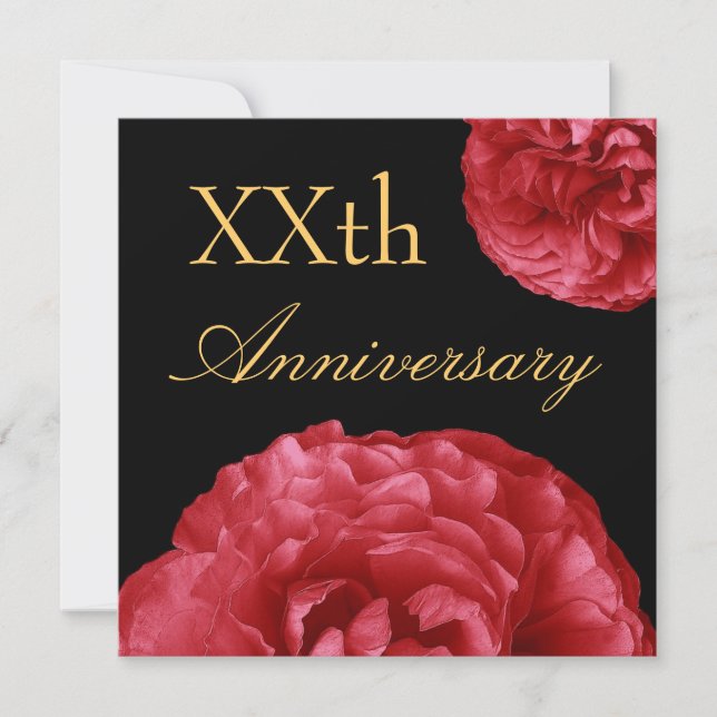 Custom Anniversary Invitation - RED Roses (Front)