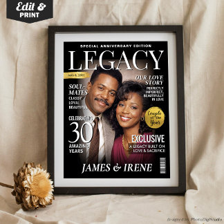 Custom Anniversary Magazine Cover, Gift for Couple Poster