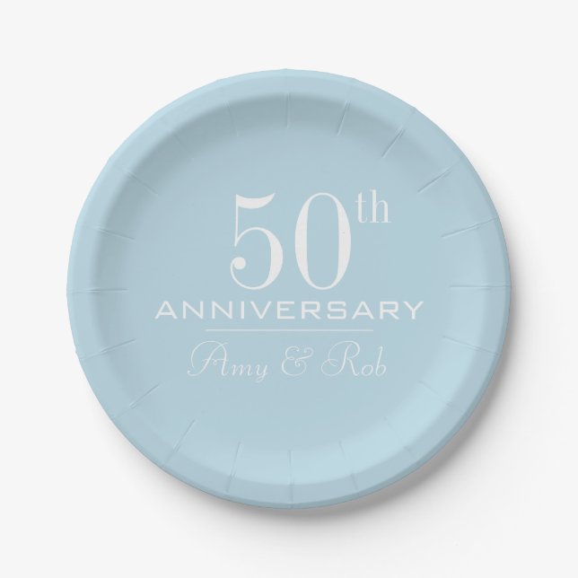 Custom Anniversary modern stylish minimalist Paper Plates (Front)