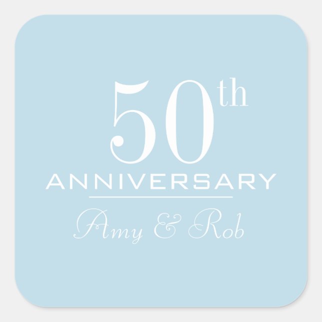 Custom Anniversary modern stylish minimalist Square Sticker (Front)