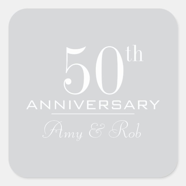Custom Anniversary modern stylish minimalist Square Sticker (Front)