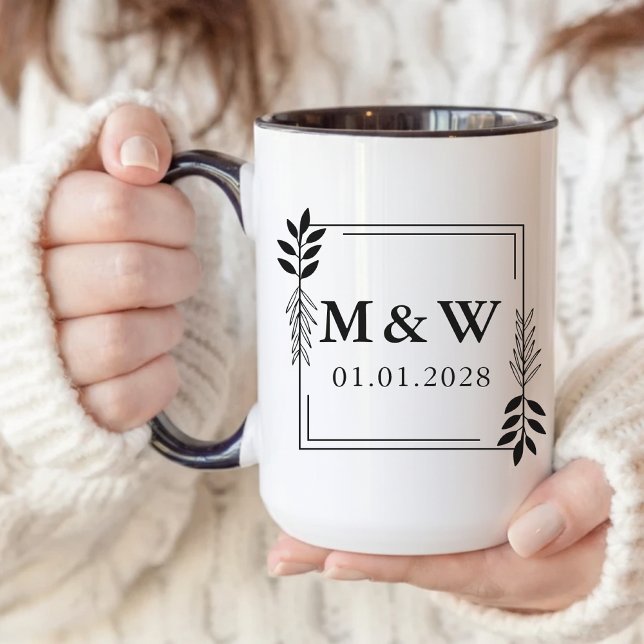 Custom Anniversary Mug – Personalized Couple Gift (bridal shower favor, minimalist bride mug, hubby coffee mug, wife coffee mug, newlyweds coffee mug,)