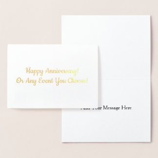Custom Anniversary or Event Message Inside Gold Foil Card