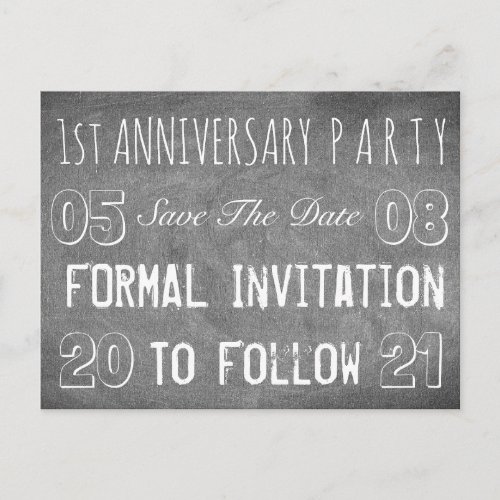 Custom Anniversary Party Save The Date Chalkboard Announcement Postcard