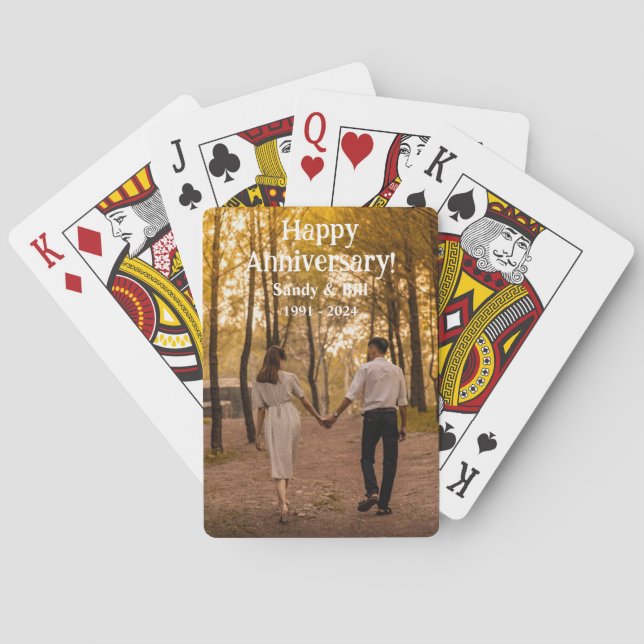 Custom anniversary photo create your own poker cards (Back)